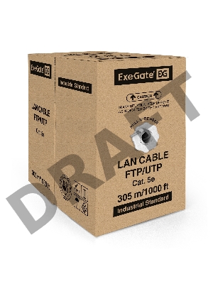 Кабель ExeGate UTP 4 пары кат.5e CCA, 25AWG, бухта 305м, серый, PVC