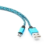 Кабель Gembird USB 2.0 Cablexpert CC-mUSB2bl1m, AM/microBM 5P, 1м, нейлоновая оплетка, алюминиевые разъемы, синий, пакет