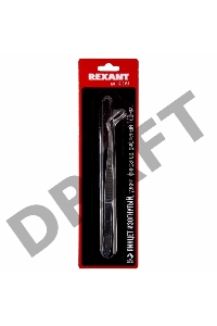 Пинцет изогнутый, узкий, фиксатор, рифленый 160 мм REXANT