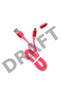 Кабель USB 2.0 Cablexpert CC-mAPUSB2pk1m, AM/microBM 5P - iPhone lightning, 1м, комбо кабель, алюминиевые разъемы, розовый, блистер