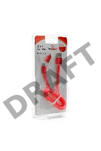 Кабель USB 2.0 Cablexpert CC-mAPUSB2pk1m, AM/microBM 5P - iPhone lightning, 1м, комбо кабель, алюминиевые разъемы, розовый, блистер