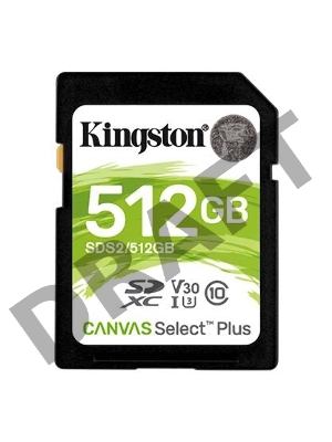 Флеш карта SDXC 512Gb Class10 Kingston SDS2/512GB Canvas Select Plus w/o adapter