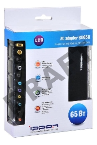 Блок питания Ippon SD65U автоматический 65W 15V-19.5V 8-connectors 1xUSB 2.1A от бытовой электросети LСD индикатор