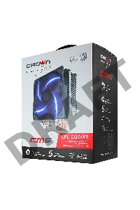 Кулер CROWN CM-5 (Для Intel и AMD,TDP до 187 Ватт,5шт. теплопроводных трубок,Синяя светодиодная подсветка,Гидродинамическии? подшипник,Размер: 148*126*85 мм)