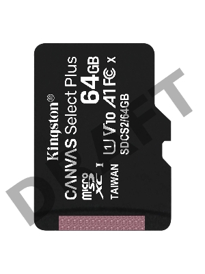Флеш карта microSDHC 64GB microSDXC Class10 Kingston <SDCS2/64GBSP> Class10 UHS-I Canvas Select up to 100MB/s