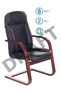 Кресло Бюрократ T-9923WALNUT-AV/BL низкая спинка черный кожа