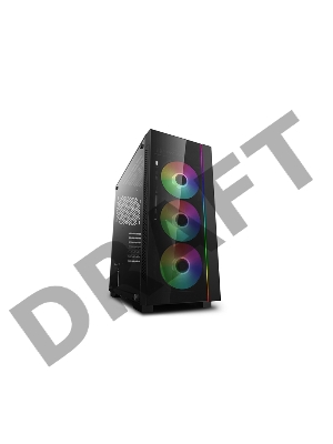 Корпус Deepcool MATREXX 55 V3 ADD-RGB 3F без БП, большое боковое окно, 3xRGB LED 120мм ветилятора спереди, RGB LED спереди, черный, ATX