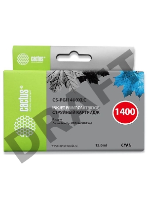 Картридж струйный Cactus CS-PGI1400XLC синий для Canon MB2050/MB2350/MB2040/MB2340 (11.5мл)