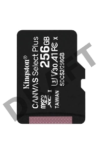 Флеш карта microSDHC 256GB microSDXC Class10 Kingston <SDCS2/256GBSP> UHS-I Canvas Select up to 100MB/s без адапт