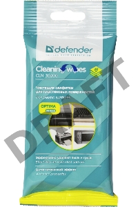 Чистящие салфетки Defender ECO для пластик.поверхностей, (не применять для ЖК- экранов!) /мягкая упаковка/ 20 шт /Россия
