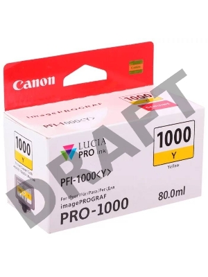 Картридж Canon PFI-1000 Y для IJ SFP PRO-1000 WFG. Жёлтый. 80 мл.