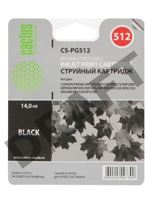 Картридж струйный Cactus CS-PG512 черный для Canon Pixma MP240/MP250/MP260 (14ml)