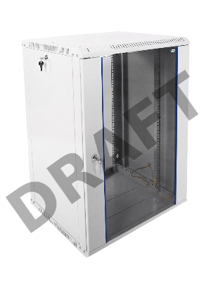 Шкаф настенный ЦМО ШРН-Э-18.500 18U 600x520мм пер.дв.стекл несъемные бок.пан. серый