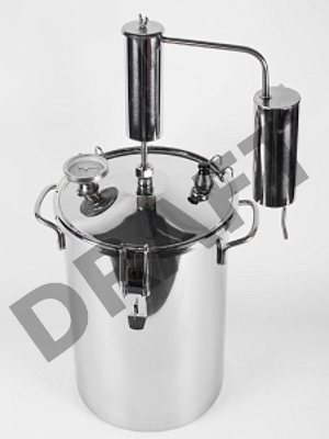 Дистиллятор Первач Элит-Аромат 14Т домашни, 14л, термометр, клапан избыт. давления, разборный сухоп., слив сивушных масел, охл. сетка-конт., съемн. кр