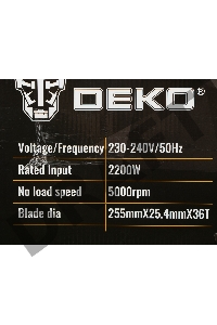 Торцовочная пила Deko DKMS2200-255 Laser 2200Вт 4500об/мин d=255мм