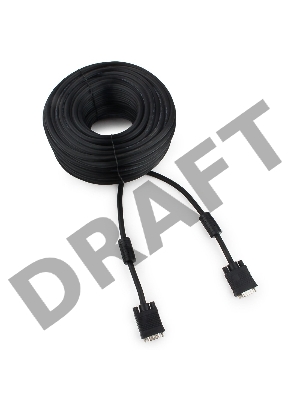 Кабель Gembird/Cablexpert CC-PPVGA-30M-B, Кабель VGA Premium , 15M/15M, 30м, черный, тройной экран, феррит.кольца 