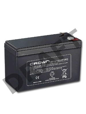 Батарея  CROWN CBT-12-7.2 (напряжение 12В, емкость 7.2 А/Ч, разм 151х65х100 мм, вес 2,1 кг, тип клеммы - F2, 5 лет)