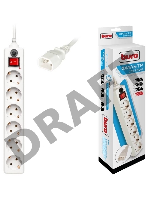 Сетевой фильтр BURO Сетевой фильтр, 6 розеток, 1.8 метра, (600SH-1.8-UPS-W ), белый {992306}