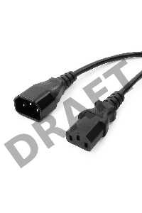 Кабель питания сист.блок-монитор Cablexpert PC-189-VDE-5M, 5м, C13-C14, VDE, 10А, Сечение провода: 0,75 мм2, черный, с заземлением
