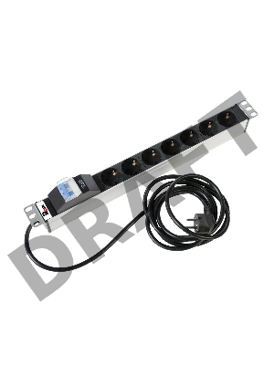 Блок розеток Rem-16 с авт. 16А, 7 Shuko, алюм., 19