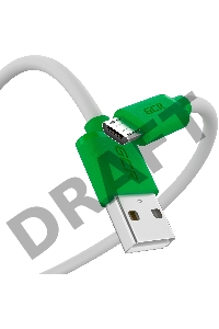 Кабель GCR QC 0.15m MicroUSB, быстрая зарядка, белый TPE, зеленые коннекторы, 28/22 AWG, GCR-53285