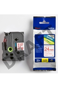 Наклейка ламинированная TZ-E252 (24 мм бел/красн, аналог TZ-252)