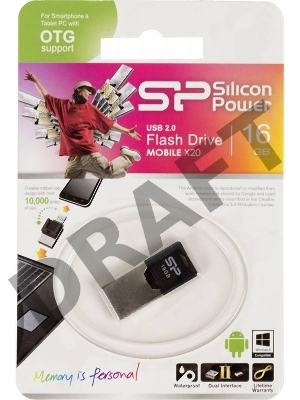 Флеш Диск Silicon Power 16Gb Mobile X20 USB2.0 серебристый