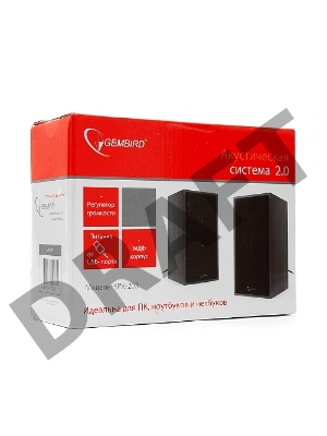 Колонки Gembird SPK-203, черный МДФ,2х3 Вт, регулятор громкости, USB