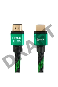 Greenconnect Кабель 3.0m HDMI версия 2.0, HDR 4:2:2, Ultra HD, 4K 60 fps 60Hz/5K*30Hz, 3D, AUDIO, 18.0 Гбит/с, 28/28 AWG, OD7.3mm, тройной экран, BICOLOR нейлон, AL корпус зеленый, GCR-51487 Greenconnect Кабель 3.0m HDMI версия 2.0, HDR 4:2:2, Ultra HD, 4
