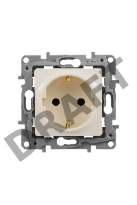Розетка 2К+З, на винтах, защ. шт., сл. кость ETIKA 