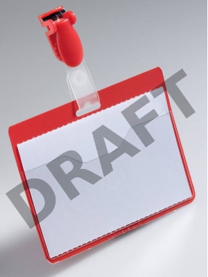 Бейдж Durable 8106-03 60х90мм горизонтальный зажим+клип красный (упак.:25шт)