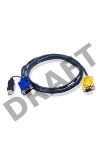 Переключатель ATEN 2L-5202UP Шнур, монитор+клавиатура+мышь Intelligent CABLE HD15M/USBAM 1.8M