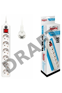 Сетевой фильтр BURO Сетевой фильтр, 6 розеток, 3 метра, (600SH-3-W), белый {992266}