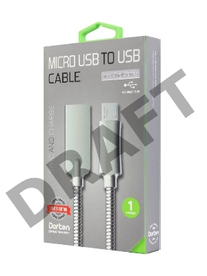 Кабель Dorten/Hardiz Micro USB Steel Shell Series, 1 метр, Silver