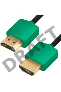 Greenconnect Кабель SLIM 1.5m HDMI 2.0, зеленые коннекторы Slim, OD3.8mm, HDR 4:2:2, Ultra HD, 4K 60 fps 60Hz, 3D, AUDIO, 18.0 Гбит/с, 32/32 AWG, GCR-51581 Greenconnect Кабель SLIM 1.5m HDMI 2.0, зеленые коннекторы Slim, OD3.8mm, HDR 4:2:2, Ultra HD, 4K 6