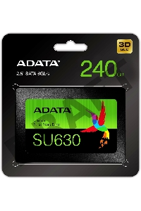 Накопитель SSD 240GB ADATA SU630SS Client SSD ASU630SS-240GQ-R SATA 6Gb/s, 520/450, IOPS 30/65K, MTBF 1.5M, 3D QLC, 50TBW, RTL