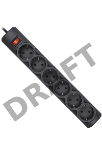 Сетевой фильтр Defender Фильтр DFS 151 1.8 m, 6 розеток, черный 99494