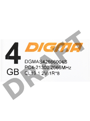 Память DDR4 4Gb 2666MHz Digma DGMAS42666004S RTL PC4-21300 CL19 SO-DIMM 260-pin 1.2В single rank
