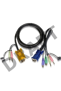 Кабель ATEN CABLE HD15M/MD6M/MD6M/SP/SP-SP; 1.8M*2L-5302P