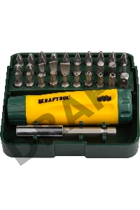 Набор KRAFTOOL Отвертка реверсивная с битами и адаптером, Cr-V, 32 предмета 26142-H32