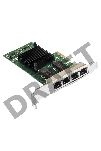Сетевой адаптер ExeGate EXE-I350-T4V2 (PCI-E x4 v2.1, порты 4xRJ45 (медные), 10/100/1000Mbps, Gigabit NIC Intel Chipset NHI350AM4)
