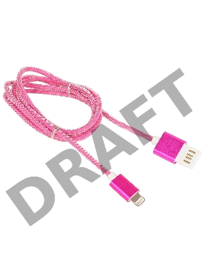 Кабель Gembird USB 2.0 Cablexpert CCB-ApUSBr1m, AM/Lightning 8P, 1м, армированная оплетка, разъемы розовый металлик, блистер
