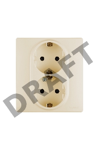 Розетка 2X2К+З, авт., защ.шт., сл.кость ETIKA Розетка 2X2К+З, авт., защ.шт., сл.кость