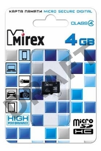 Флеш карта microSD 4GB Mirex microSDHC Class 4