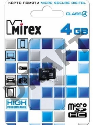 Флеш карта microSD 4GB Mirex microSDHC Class 4