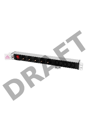 Блок розеток ЦМО  Rem-10 без шнура с выкл., 5 Schuko, 5 IEC 60320 C13, вход IEC 60320 C14, 10A, алюм., 19