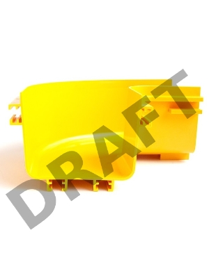 Горизонтальный поворот 90° оптического лотка 120 мм, желтый Горизонтальный поворот 90° оптического лотка 120 мм, желтый