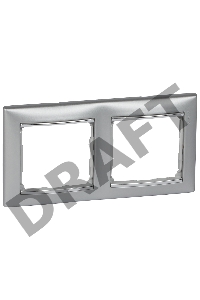 Рамка 2 поста гор., Алюминий/Серебряный штрих Valena 