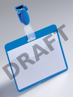 Бейдж Durable 8106-06 60х90мм горизонтальный зажим+клип синий (упак.:25шт)