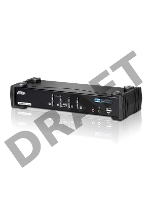 Переключатель KVM ATEN CS1784A-AT-G KVM+Audio+USB 2.0, 1 user USB+DVI => 4 cpu USB+DVI, со шнурами USB 4х1.8м., 2560x1600 60Hz DVI-D Dual Link/2048x